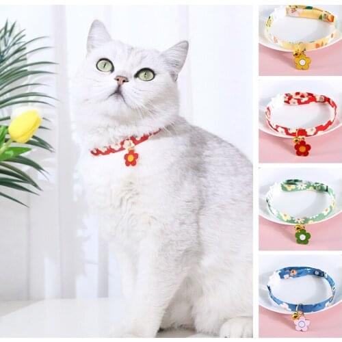 Pet Pendant Cute Flower Bell Collar Adjustable Cat Dog Sun Flower Safety Buckle Necklace Pet Accessories