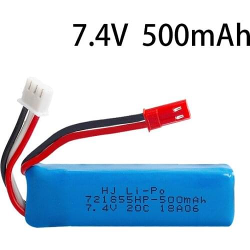 7.4V 500mAh 20C Lipo Battery 2s 721855HP with Charger for A202 A212 A222 A232 A242 A252 4WD RC toys Car model parts
