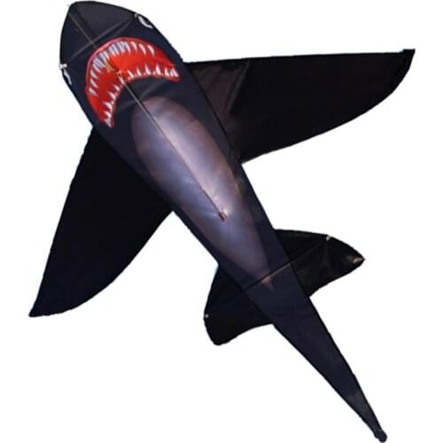 Strong Black Shark kite With Long Colorful Tail!Huge Beginner Shark Kites for Kids And Adults Come With String And Handle
