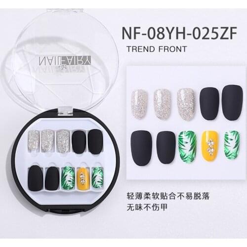 Lamemoria 30Pcs New Packaging with Fake Nails Diamond Nail Patch Wearable Waterproof Boxed DIY Nail False Nail with Toolkit