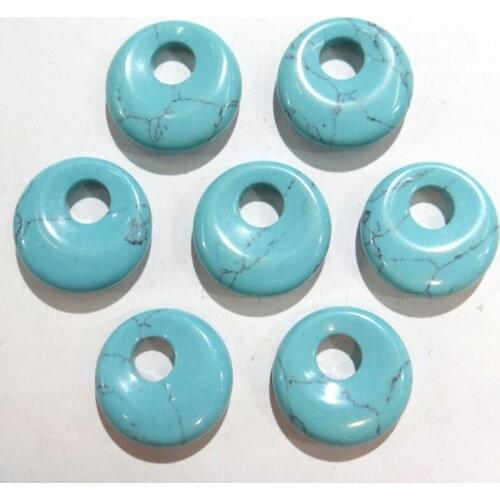 Wholesale 15pcs 18mm natural stone gogo donut charms Turquoises pendant for jewelry making necklace Accessories