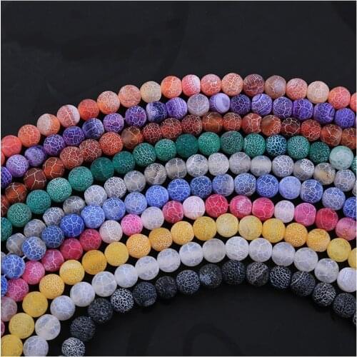 Wholesale 6/8/10mm Mysterious Nature Stone Frost Cracked Dream Fire Dragon Veins Agat Beads fashion jewelry
