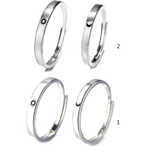Sun and Moon Lover Couple Rings Set Simple Fashion Men Women Ring Engagement Wedding Jewelry Gifts