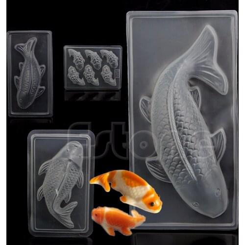 Plastic Cake Chocolate Mould Jelly Handmade 3D Koi Fish Sugarcraft Mold DIY Cake Tools C42