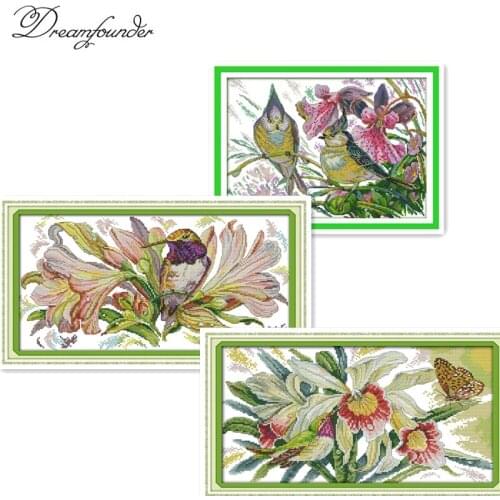 The early spring birds cross stitch kit aida 14ct 11ct count printed canvas stitches embroidery DIY handmade needlework