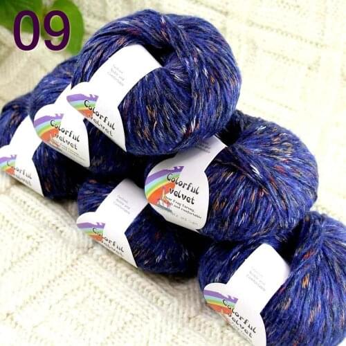 Sale of colorful 6ballsX50g thread camel hair color broken line knitted scarf coat line mohair wool Colorful Royal Cornflo 09