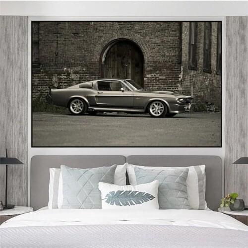 Retro Vintage Ford Mustang Shelby GT500 Muscle Car Canvas Painting Poster Wall Art For Living Room Home Decor