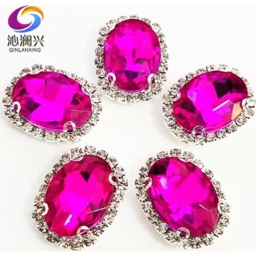 Rose red oval shape top quality sew on Glass Crystal buckle,flatback loose rhinestones,Diy/Clothing/wedding decoration SWTK09
