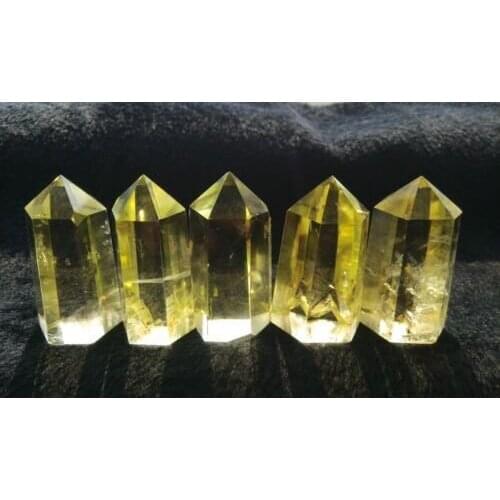 2" Self Standing 6 Facet Single Point Natural Lemon Quartz Smokey Citrin e Wand Healing Bead Point 1pc
