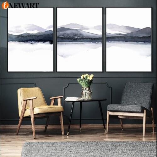Nordic Landscape Canvas Painting Decooration Wall Art Poster Print Watercolor Mountain Minimalism Decoration Picture Home Design