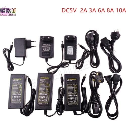 AC100-240V to DC 5V 2A 3A 6A 8A 10A LED power supply Adapter For ws2813 /ws2801/ ws2812b 8806 LED Strip DC5V led transformers