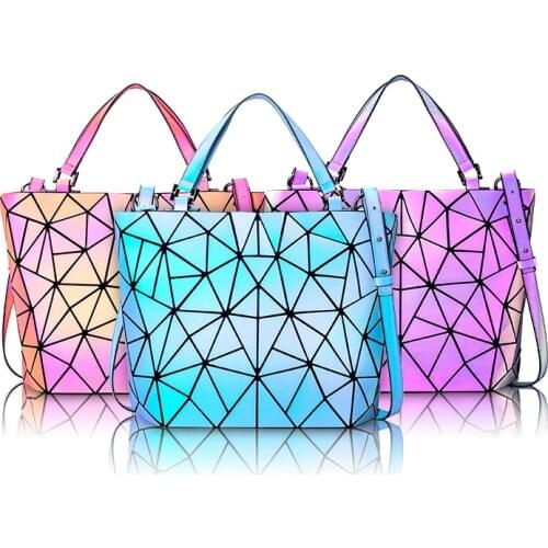 Luminous bao bag Reflective geometric bags for women 2020 Quilted Shoulder Bags set Folding Totes female Handbags bolsa feminina