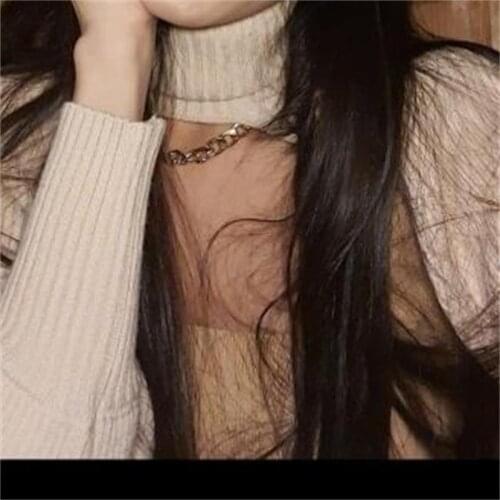 ZA Ｗomen Turtleneck Sexy Short Sweater 2020 Fashion Ladies Full Sleeve Chic Female Streetwear