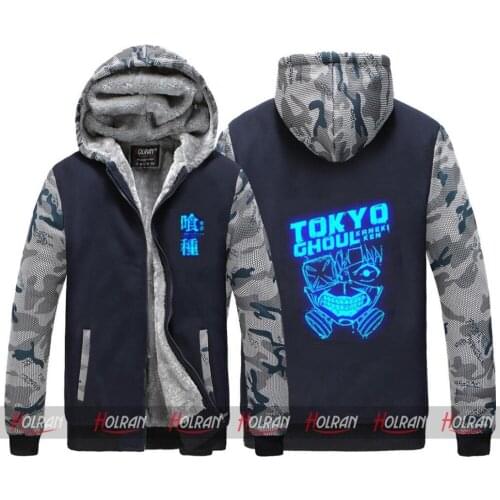 Tokyo Ghoul Ken mask Hip Hop Thick Constract color Sleeve Winter Fleece Good hooded quality Hoodie jacket Coat