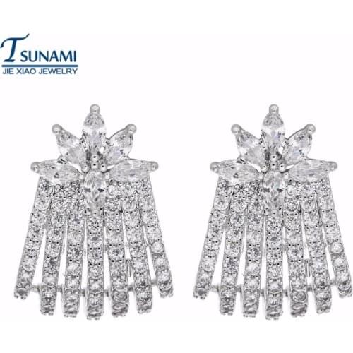The top AAA cubic zirconia plant flowers zircon ear nail Wedding earrings for the bride ER-076