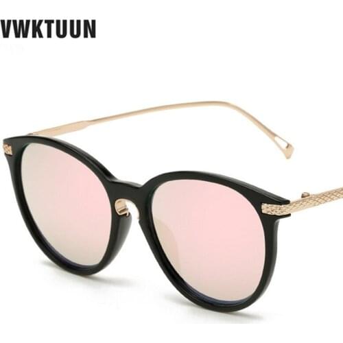 VWKTUUN Round Sunglasses Women Brand Designer Luxury Sunglasses Mirror Shades Oversized Sun Glasses Oculos UV 400 Sunglass