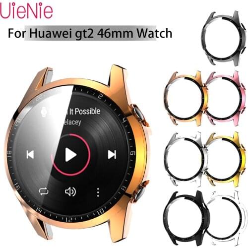 Scale Electroplating PC Protective Shell With Tempered Film Cover For Huawei GT2 46mm Watch Cases Two-In-One Protection Cover