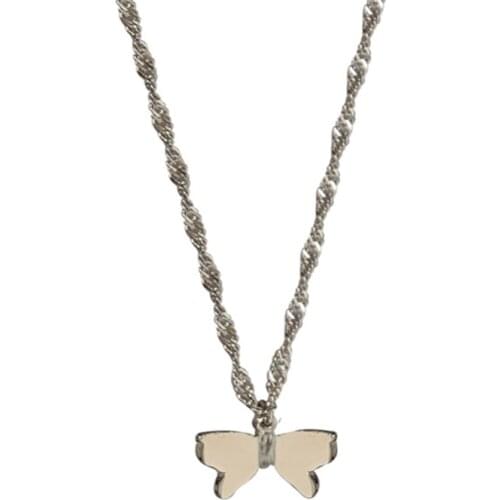 ZEMIOR 925 Sterling Silver Minimalist Cute Butterfly Pendant Necklace For Women Gold Color Weave Chain Necklaces Fine Jewelry