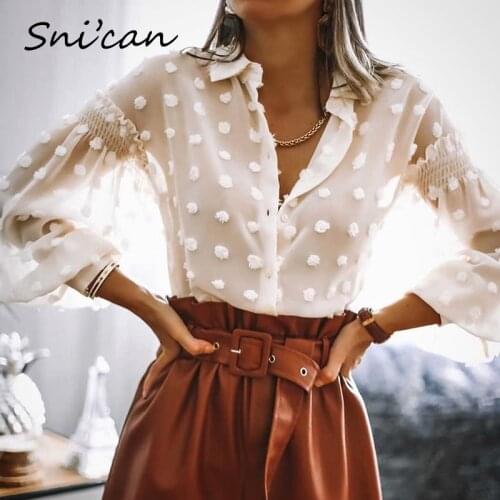 Chiffon shirt summer white polka dots stitch office ladies basic blouse camisa mujer femme chandails tops za 2020 woman clothing