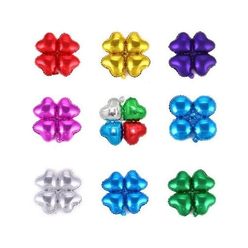 10PCS 18 Inch Heart-shaped four-leaf clover aluminum film balloon arch column decorative balloon