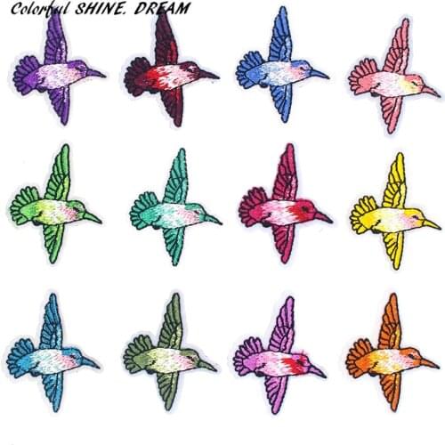 12pcs Mixed Bird Patches For Clothing Iron On Embroidered Appliques DIY Apparel Accessories Patches For Fabric Badges 5*4cm