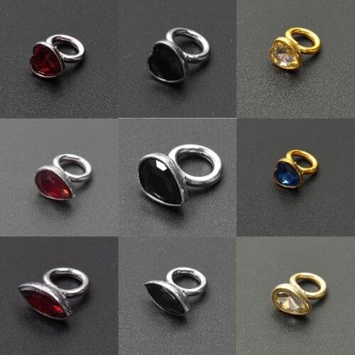 16*11mm Birthstone Crystal Charm Beads Gold Alloy Crystal Heart Charms Pendant fit Necklace Bracelet Women Diy Jewelry Making