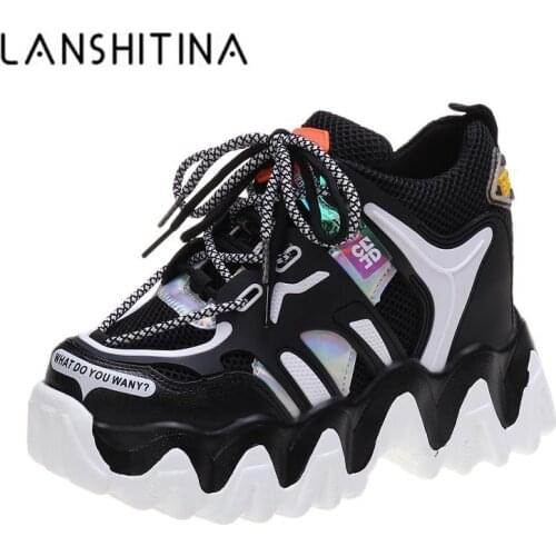 2020 Fashion Women Chunky Sneakers Platform Tenis Female Autumn Trainers Wedges Casual Shoes Designers Lace Up Dad Shoes Woman