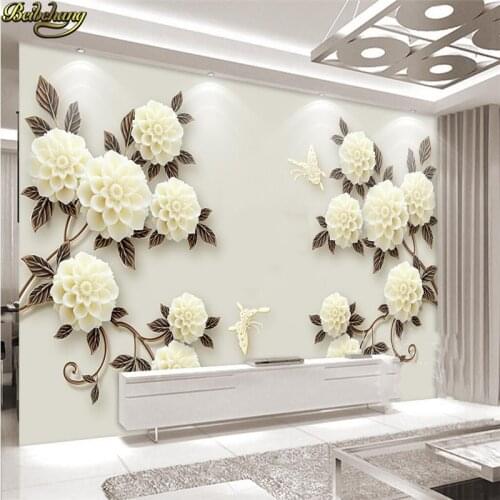 Beibehang Custom photo wallpaper large mural wall stickers 3d flowers elegant ya and simple TV background wall