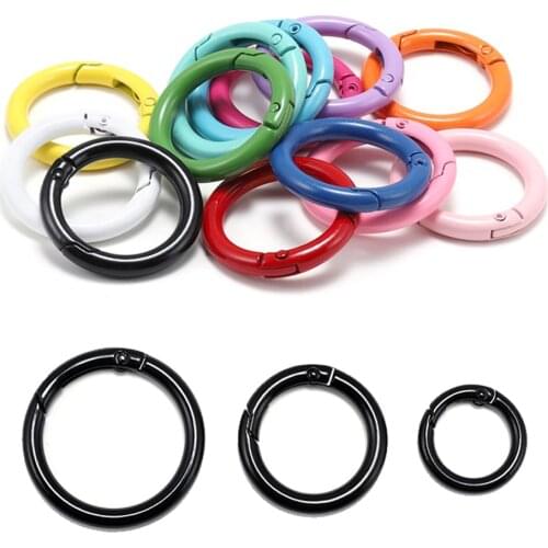 Candy Colors Metal Spring Clasps Openable Round Carabiner Keychain Bag Clips Hook Connector for DIY Buckles Jewelry Making