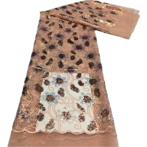 African Lace Fabric 2021 High Quality Lace Sequins Lace French Nigerian Tulle Lace Fabrics For Party Dress Sewing xx20-61