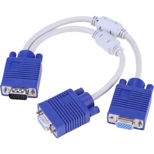 ALLOYSEED VGA Cable Splitter Dual 2 Monitor 15Pin Two Ports VGA Male To VGA Female Adapter Support 1920*1080 Resolution