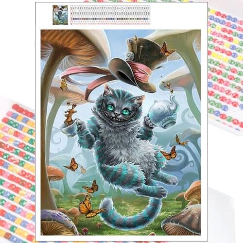 Disney 5D Diamond Painting Animal Cheshire Cat New Arrivals Alice in Wonderland Full Drill Art DIY Mosaic Kit Wall Sticker Decor