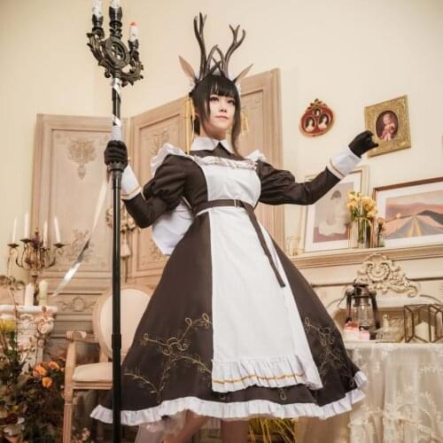 Anime! Arknights Tsukinogi Londinium Style Miko Maid Dress Lovely Uniform Halloween Party Role Play Outfit For Women 2021 NEW