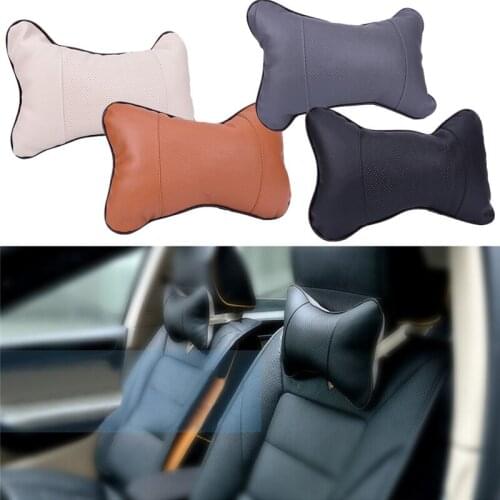 Car Neck Pillows Pu Leather head support protector black/red universal headrest backrest cushion easy install and clean