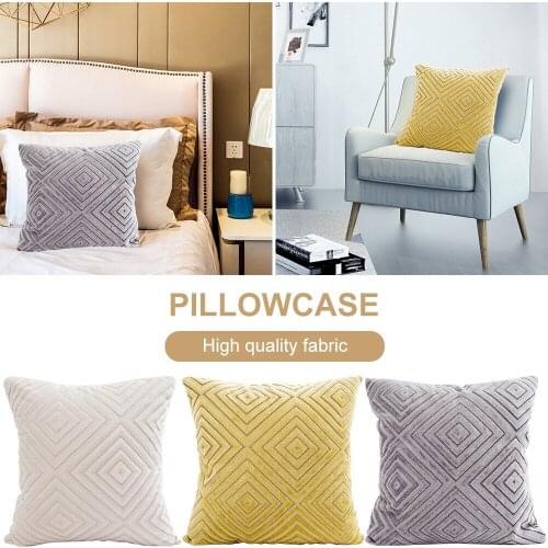 New Simple Plant Fleece Pillow Cover Geometry Zigzag Stripe Sofa Cushion Cover Bedroom Throw Pillowcase Decor 45*45cm