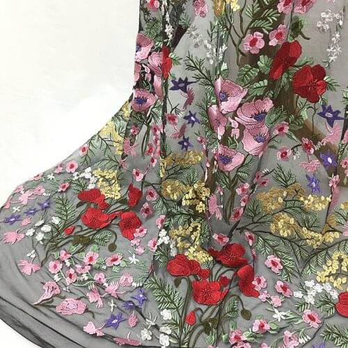 GLace1Y or Halft Yard colourful encryption flower embroidery lace sewing fabric for women dress home decoration TX1455