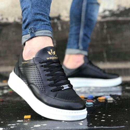 Original Design WG505 Black Breathing Holes Men Casual Shoes