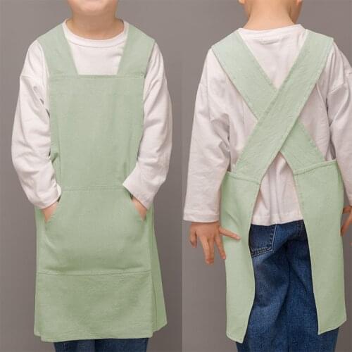 Cotton And Linen Apron Kit For Children With Sleeves Japanese Kindergarten Suspenders Kids Drawing Overalls Kitchen Accessories