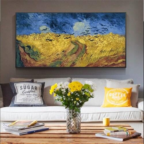 Van Gogh Wheatfield With Crows World Famous Painting Reproductions On The Wall Art Canvas Prints Landscape Picture Cuadros Decor