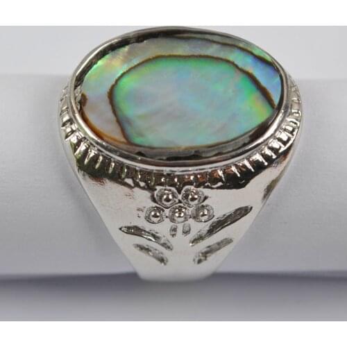 Natural New Zealand Abalone Shell Oval Bead Finger Ring Size 9 Jewelry