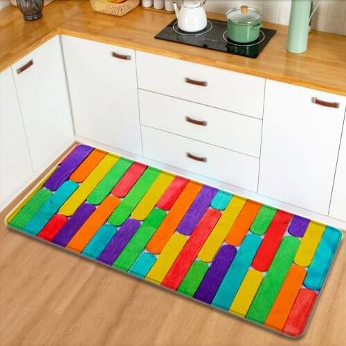 Doormat 3D Printed Color Wood Grain Long Kitchen Carpet Soft Tapete Banheiro Rugs Living Room Bathroom Carpets Floor Door Mats