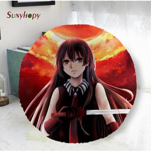 Akame Ga Kill Akame Round Decorative Cushion Cover Home Decor Peach Skin Pillowcase For Sofa 40cm50cm60cm In Diameter-WJY
