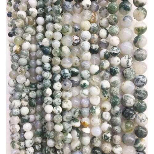 Factory Price Natural Stone Tree Agate Gemstone Round Loose Beads 6/8/10MM For Jewelry Bracelet Making DIY