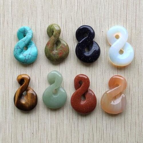 Wholesale 8pcs/lot Fashion natural stone mixed 8 shape pendants charms for Necklace jewelry making free shipping