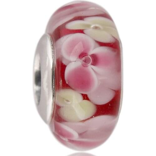 Original Flower Garden Lampwork Murano Glass Beads Fit 925 Sterling Silver Bead Charm Bracelet Bangle DIY Jewelry