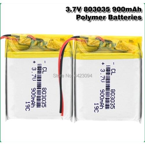 Rechargeable Polymer Lithium battery 900mah 3.7V 803035 Li-ion battery for dvr,GPS,mp3,mp4,mp5 power bank,speaker humidifier