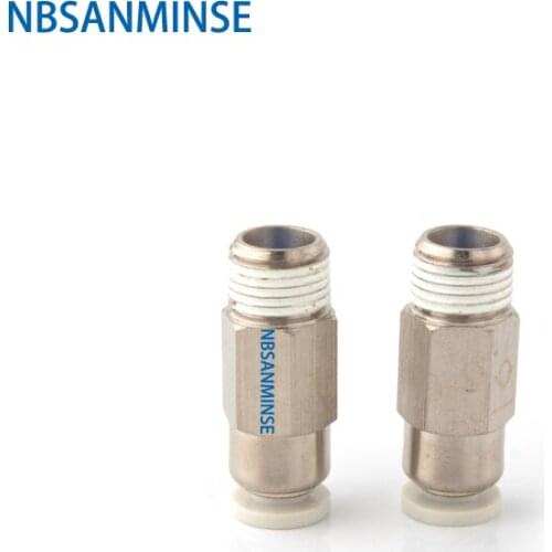 10Pcs/Lot SPC 1/8 1/4 3/8 1/2 Pneumatic Push In Stop Valve Fittings Air Straight Union Self Sealing Valve Male Thread NBSANMINSE