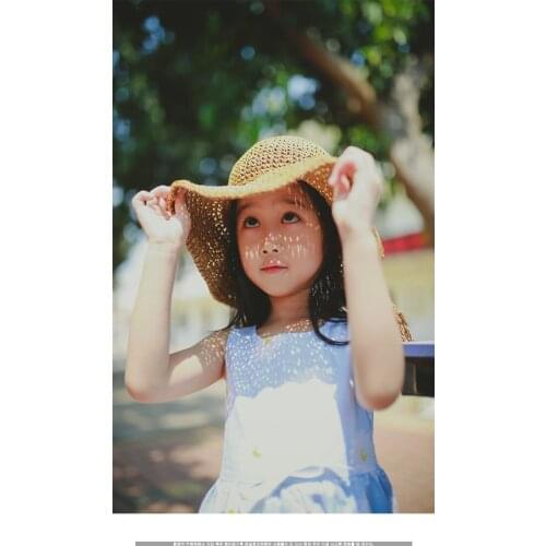 Simple summer parent-child beach hat ladies casual panama hat ladies brand ladies flat brim bowknot straw hat girl sun hat cap