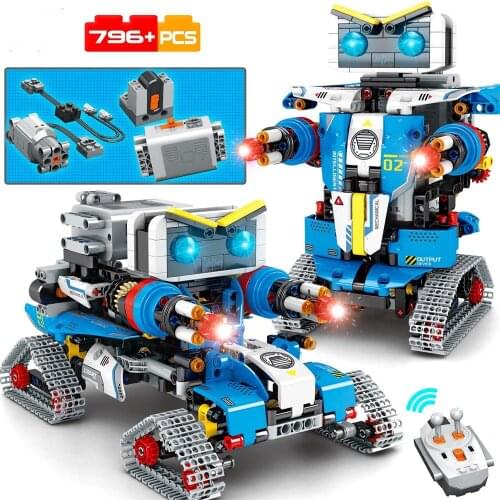 NEW City Electric RC Robot Transformation Vehicle Car Building Blocks Creator Remote Control Robot Weapon Bricks Toys For Child