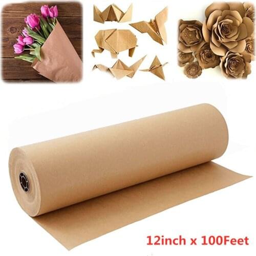 30 meters Brown Kraft Wrapping Paper Roll For Wedding Birthday Party Gift Flower Packaging Paper Packing Art Craft Materials